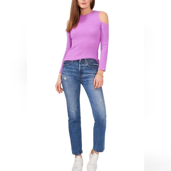 1.State Cold Shoulder Sweater in Iris Orchid NWOT - Picture 3 of 8